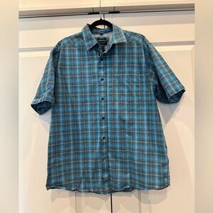 Artist Pro Series Men's Teal and White Plaid Button Down Shirt